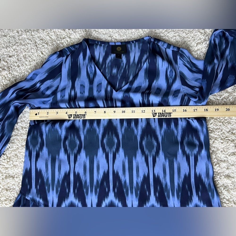 Blue Patterned Women's Mid Sleeve Top - Picture 4 of 5